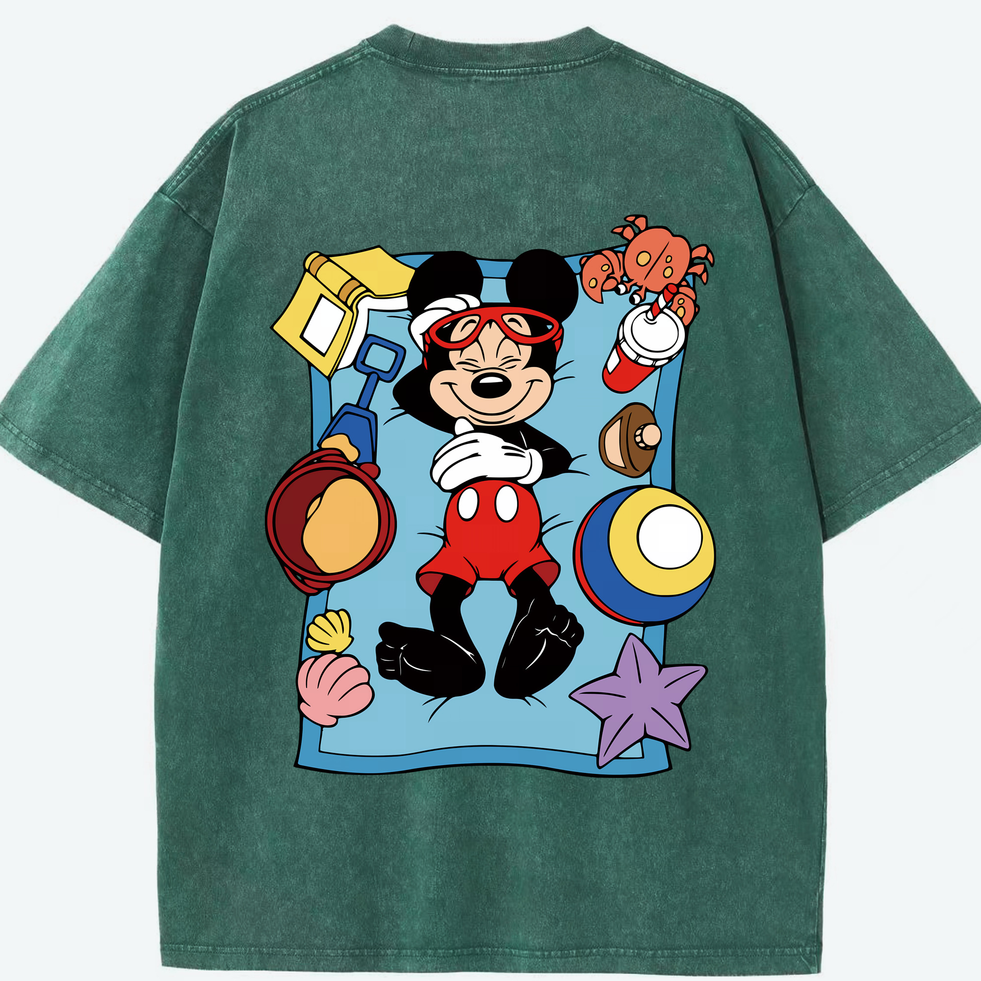 （画像用） ミッキーマウス Mickey Mouse 綿100% ヴィンテージ風 半袖Tシャツ（背面プリント）